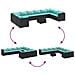 Set Salotto da Giardino 10pz con Cuscini in Polyrattan Nero - Foto miniatura 6