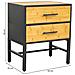 Comodino In Metallo E Legno Con 2 Cassetti, Nero 50x35x60h Cm - Foto miniatura 3