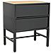 Comodino In Metallo E Legno Con 2 Cassetti, Nero 50x35x60h Cm - Foto miniatura 4