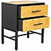 Comodino In Metallo E Legno Con 2 Cassetti, Nero 50x35x60h Cm - Foto miniatura 5