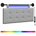 Testiera sospesa Con luce LED Grigio Nuvola Tessuto - Foto miniatura 1