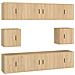 Set Mobili Porta Tv 8pz Rovere Sonoma In Legno Multistrato - Foto miniatura 2