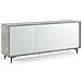 Credenza Fresia, Mobile Buffet A 3 Ante E 1 Ripiano Regolabile, Madia Elegante Da Soggiorno, Mobile Porta Tv, 100% Made In Italy, 184x45h77 Cm, Bianco E Cemento - Foto miniatura 2