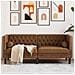 Divano Chesterfield con Rinforzi 2 Posti Marrone in Scamosciato - Foto miniatura 2