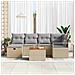 Set Divano da Giardino in 7 Pezzi con Cuscini Beige Polyrattan, Divano da Giardino per 2 Persone con Cuscini Beige Polyrattan - Foto miniatura 3