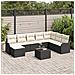 Set di divani da giardino 8 pezzi con cuscini in rattan poliestere marrone, Set di divano da giardino 2 posti con cuscini in rattan poliestere nero - Foto miniatura 2