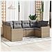Set Divano da Giardino 6 pz con Cuscini Beige in Polyrattan - Foto miniatura 2