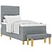 Letto rete con materasso e panca Grigio chiaro 90x200 cm Tessuto - Foto miniatura 1