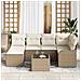 Set Divano da Giardino 7 pcs Beige e bianco Poly Rattan - Foto miniatura 3