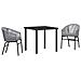Set da Pranzo per Giardino 3 pcs Grigio Poly Rattan - Foto miniatura 1