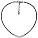 Collana Girocollo In Pelle Nera Con Tubo Argentato - Foto miniatura 1