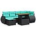Set Divani da Giardino 7pz con Cuscini Grigio Polyrattan Acacia - Foto miniatura 1