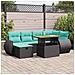 Set Divani da Giardino 7pz con Cuscini Grigio Polyrattan Acacia - Foto miniatura 2