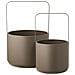 Set 2 Portavasi In Acciaio Marrone Con Manico Rettangolare - Ø19x35 E Ø24,5x38,5 Cm - Foto miniatura 2