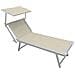 Lettino Da Campeggio Sdraio Beige Con Tettuccio Per Spiaggia Mare Piscina Giardino Da Esterno - Foto miniatura 1