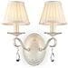 Applique Shabby Chicbrionia Metallo Beige 2 Luci Diffusori Vetro Bianchi - Foto miniatura 1