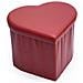 Pouf Contenitore Imbottito Pieghevole In Ecopelle Modello Coracao Cuore Rosso - Foto miniatura 1