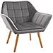 Poltroncina Stile Nordico In Legno Ed Effetto Velluto Grigio Per Soggiorno O Ufficio, 64x62x72.5 Cm - Foto miniatura 1