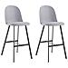 Asta Set Di 2 Sgabelli In Pu E Plastica Grigio Con Gambe In Metallo Nero - Foto miniatura 1