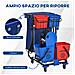 Carrello Pulizie con Sacco per Immondizia, 4 Secchi e Strizzatore per Mocio, 93x80x97 cm, Rosso Blu e Nero - Foto miniatura 3