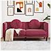 Divano con Cuscini 2 Posti Rosso Vino in Velluto - Foto miniatura 2