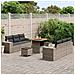 Set da giardino con 9 pezzi e cuscini in grigio poly rattan e acacia, Set da pranzo da giardino con 3 pezzi e cuscini in grigio poly rattan e acacia - Foto miniatura 3
