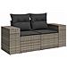 Set da giardino con 9 pezzi e cuscini in grigio poly rattan e acacia, Set da pranzo da giardino con 3 pezzi e cuscini in grigio poly rattan e acacia - Foto miniatura 6