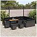 Set Divano da Giardino a 13 Pezzi con Cuscini Nero Polyrattan Acacia,  Set da Pranzo da Giardino a 4 Pezzi con Cuscini Nero Polyrattan Acacia,  Divano da Giardino a Due Posti con Cuscini Nero Polyrattan - Foto miniatura 3