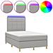 Letto a Molle Materasso e LED Grigio Chiaro 120x190 cm Tessuto - Foto miniatura 1