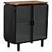 Vetrina In Metallo, Legno E Vetro Con 2 Porte 72x37x81h Cm - Nero - Foto miniatura 1