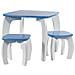 Set Tavolo E 2 Sgabelli In Legno Bianchi /blu 96x48x42 H Cm - Foto miniatura 1