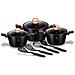Black Rose Set Di Pentole Induzione 10-piece Alluminio Antiaderente 3 Casseruoli 3 Coperchi Nero - Foto miniatura 1
