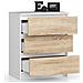 Cassettiera K60, 3 cassetti, 60x40x77 cm, Colore Bianco e Sonoma Quercia - Foto miniatura 2