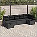 Set di divani da giardino 7 pezzi con cuscini Nero Rattan sintetico,  Divano da giardino 2 posti con cuscini Nero Rattan sintetico - Foto miniatura 2