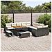 Set Divano da Giardino a 13 Pezzi con Cuscini Nero Rattan Polimerico Acacia,  Set da Pranzo da Giardino a 3 Pezzi con Cuscini Nero Rattan Polimerico Acacia - Foto miniatura 3