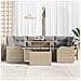 Set Divano da Giardino in 7 Pezzi con Cuscini Beige Rattan Poly Acacia, Divano da Giardino a 2 Posti con Cuscini Beige Rattan Poly - Foto miniatura 3