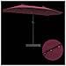 Ombrello da giardino Rosso bordò 385 x 209 x 244 cm Tessuto - Foto miniatura 9