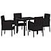 Set da Pranzo per Giardino con cuscino 5 pcs Nero Poly Rattan - Foto miniatura 1