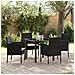 Set da Pranzo per Giardino con cuscino 5 pcs Nero Poly Rattan - Foto miniatura 2