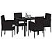 Set da Pranzo per Giardino con cuscino 5 pcs Nero Poly Rattan - Foto miniatura 3