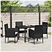 Set da Pranzo per Giardino con cuscino 5 pcs Nero Poly Rattan - Foto miniatura 4