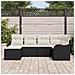Set Divano da Giardino 6 pcs Nero e bianco Poly Rattan - Foto miniatura 3