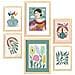 Set Di 6 Stampe Stampa Fiori Nella Collezione Di Stampe Decorative Estetiche Etniche Per Pareti Di Casa A3 & A4 Telaio In Legno Chiaro - Foto miniatura 1