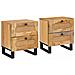 Armadio da Notte con cassetto 2 pcs Naturale 40 x 33 x 46 cm - Foto miniatura 1