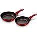 Burgundy Set Di Padelle Induzione 22 - 26 Cm In Alluminio Antiaderente Marmo Senza Pfoa Rosso - Foto miniatura 1