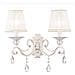 Applique Shabby Chic Grace Metallo Bianco 2 Luci Diffusori Tessuto Su Pvc Bianco - Foto miniatura 1