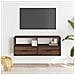 Mobile Tv Rovere Marrone 100x31x39,5 Cm In Truciolato E Metallo - Foto miniatura 3
