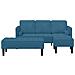 Divano da giardino  con panca e cuscini in velluto blu a forma di L, Divano  a forma di L blu 173x131x67 cm in velluto, Panca  blu 113x57x39 cm in velluto - Foto miniatura 2
