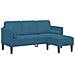 Divano da giardino  con panca e cuscini in velluto blu a forma di L, Divano  a forma di L blu 173x131x67 cm in velluto, Panca  blu 113x57x39 cm in velluto - Foto miniatura 3