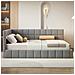 Letto Imbottito Divano Letto 160x200cm, Letto Multifunzionale Con Rete A Doghe, Tessuto Velluto, Grigio - Foto miniatura 2
